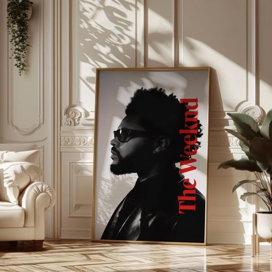 Discover Weeknds Poster  Stylish Black and White Music Art Print
