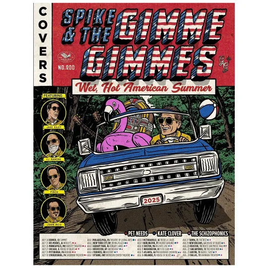 Discover Spike & The Gimme Gimmes 2025 Tour Poster – Wet, Hot American Summer