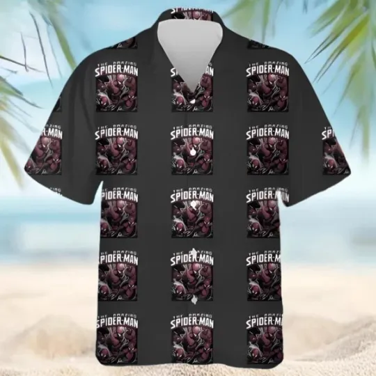 Discover Disney Spiderman 90s Vintage Black Hawaiian Shirt