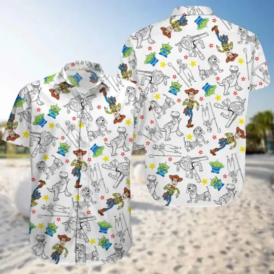 Discover Disney Funny Characters White Hawaiian Shirt