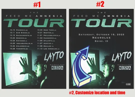Discover Customize Layto The Feed Me Amnesia Tour 2025 Poster