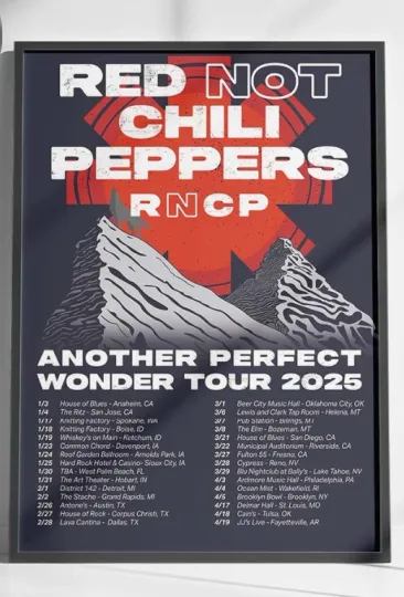 Poster Red Hot Chili Peppers Another Perfect Wonder Tour 2025 Poster, gift fans