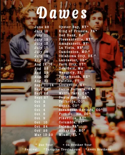 Discover Dawes Band Fall Tour 2025 Poster, gift for fans