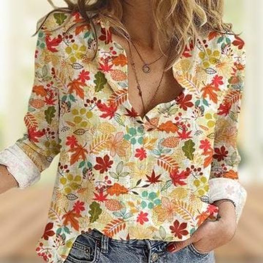 Autumn  Women’s Blouse, Fall Garden Casual Top