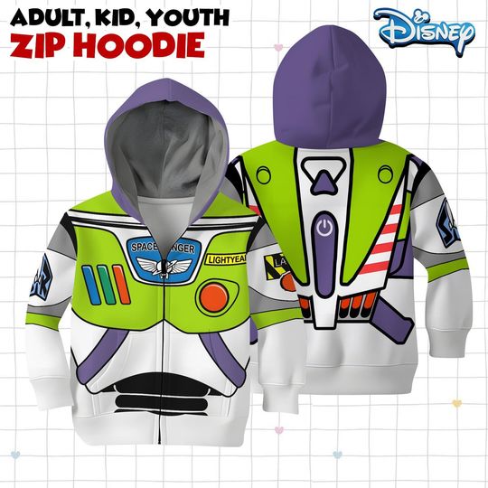 Discover Buzz Lightyear Halloween Costumes Zip Hoodie, Toy Story Cosplay Costume Hoodie, Halloween Costume For Family Kid Youth Adult