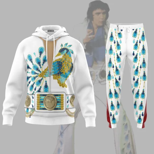 Elvis Presley Peacock Hoodie Joggers Sets
