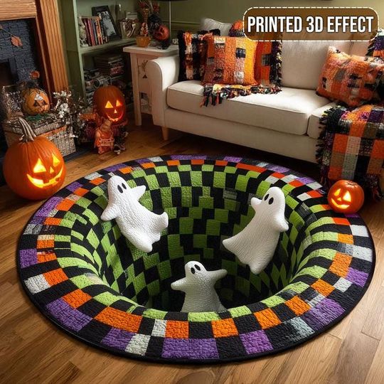 Discover Halloween Ghost 3D Printed Rug, Halloween Ghost Welcome Mat, Ghost Indoor Rug Decor, Halloween Fall Home Decor, Spooky Season Gift