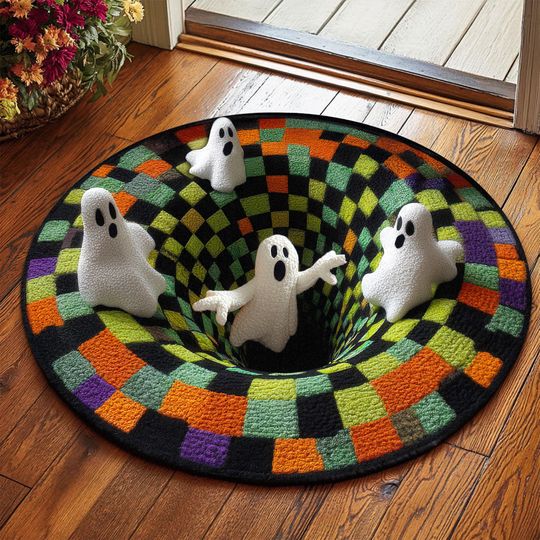 Discover Halloween Ghost 3D Printed Rug, Ghost Welcome Mat, Indoor Rug Decor, Fall Halloween Home Decor