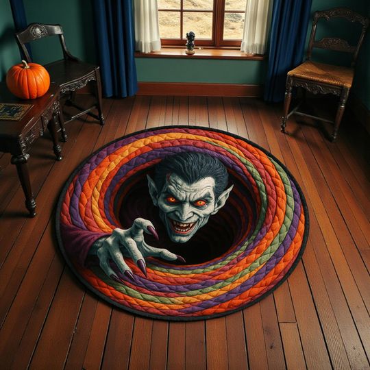 Discover Halloween Vampire 3D Printed Rug, Vampire Welcome Mat, Ghost Indoor Rug, Fall Halloween Home Decor, Spooky Season Gift