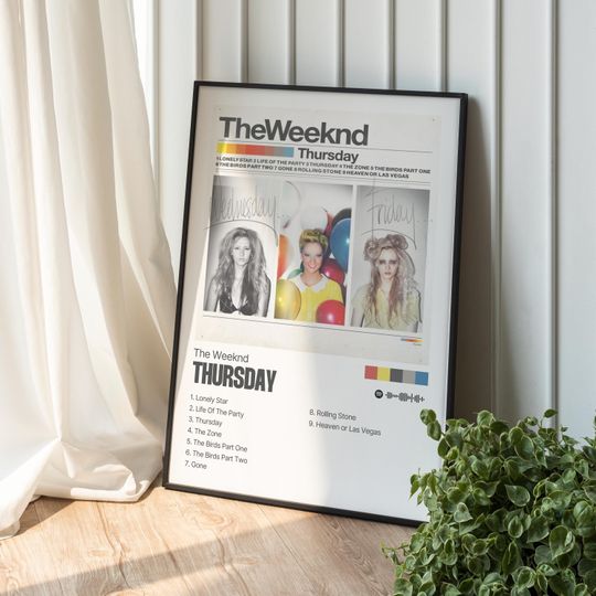 Discover Weeknds Thursday Album Art Poster  Minimalist Spotify Code Art Print  Tracklist Wall Decor, Music Gift for Fans