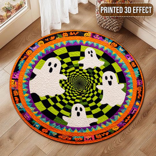Discover Halloween Ghost 3D Printed Rug, Welcome Round Mat, Indoor Rug Decor, Fall Halloween Home Decor