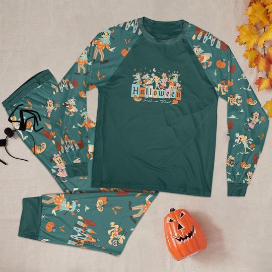 Discover Sensational Six Pastel Halloween Pajamas Set, Disney Mickey & Friends Pumpkin Trick Or Treat Sleepwear, Disney Spooky Pajamas For Kid Adult