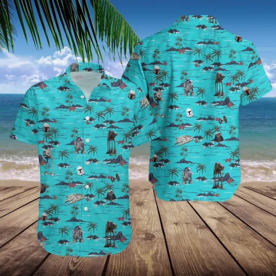 Discover Disney Star Wars Summer Beach Starwars Cute Blue Aloha Hawaiian Shirt