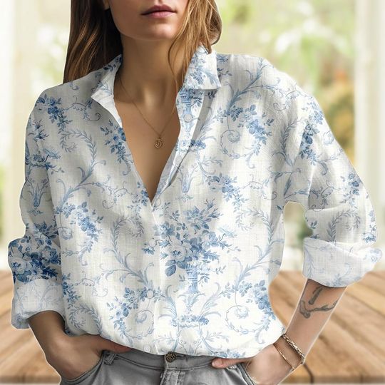 Romantic French Cottagecore Blouse, Vintage Retro Casual Top