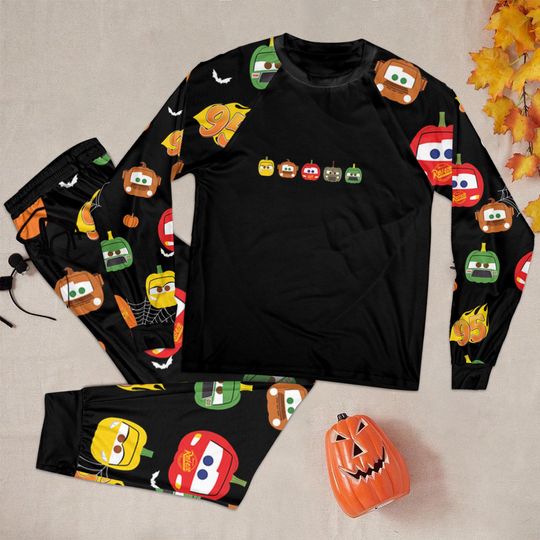 Discover Retro Radiator Springs Cars Movie Pajamas Set, Disney Pixar Cars Halloween Sleepwear, Disney Spooky Pajamas For Family, Kid, Adult