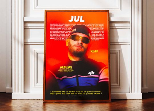 Discover Jul Poster | Jul Poster | Rapper Poster | Music Artist Posters | Wall Art Poster | Music Album Poster | French Rap