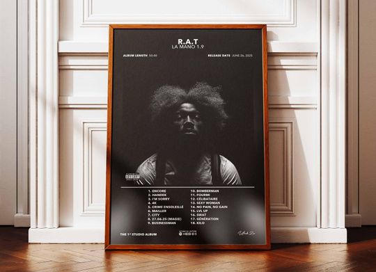 Discover Album Poster La Mano 1.9 RAT | Poster La Mano 1.9 Album | Rapper Poster | Album Wall Art Poster | Music Album Poster | French Rap Poster