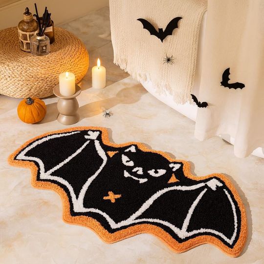 Discover Bat Shaped Halloween Rug: Spooky Gothic Decor