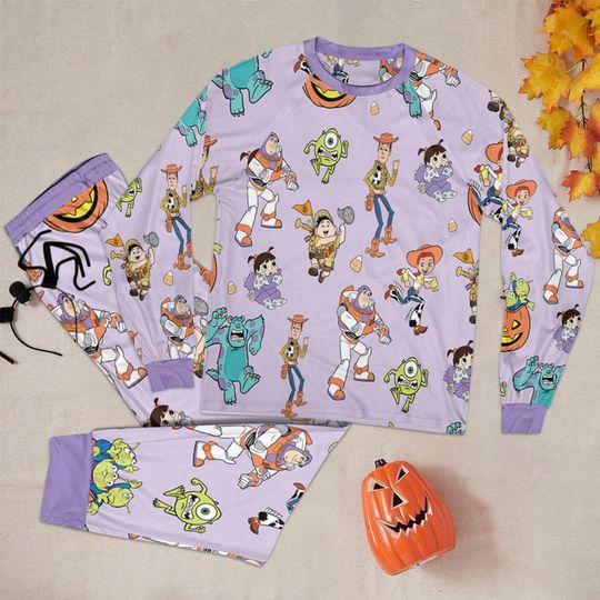 Discover Vintage Disney Pixar Halloween Pajamas Set, Pixar Toy Story Sleepwear, Pixar Up Pajamas, Disney Monsters Inc Pajamas, Disney PJS For Kid