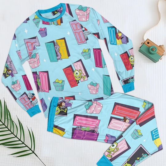 Cute Monsters Inc Pajamas Set, Disney Mike Sulley Boo Doors Sleepwear, Disney Pixar Monster University Pajamas, Disney Pajamas For Kid Adult