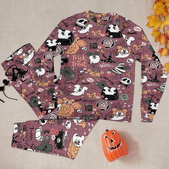 Discover Disney Halloween Pajamas Set, Mickey Boo Ghost Pumpkin Trick Or Treat Pajamas, Cute Spooky Disney Sleepwear, Disneyland Halloween Outfit