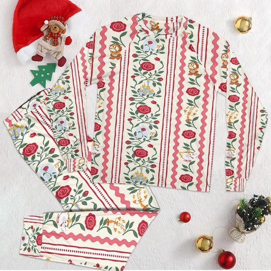 Disney Beauty And The Beast Pajamas Set, Enchanted Rose Disney PJs, Belle Princess Disney Sleepwear, Magic Kingdom, Cute Disneyland Outfit