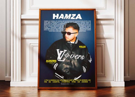 Hamza Poster | Hamza Poster | Rapper Poster | Music Artist Posters | Wall Art Poster | Music Album Poster | French Rap