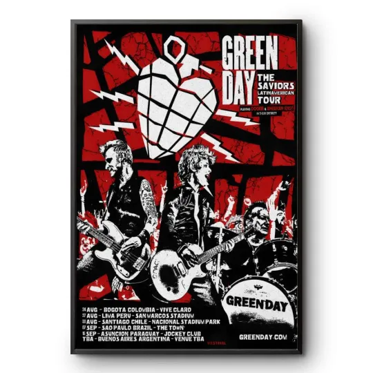 Green Day 2025 The Saviors Latin American Tour Poster