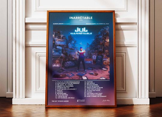 Discover Unstoppable JUL Album Poster | JUL Album Poster | Rap Poster | Album Wall Art Poster | Music Album Poster | French Rap Poster