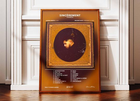 Discover Album Poster Sincerely Hamza | Poster Hamza Album | Rapper Poster | Album Wall Art Poster | Music Album Poster | French Rap Poster