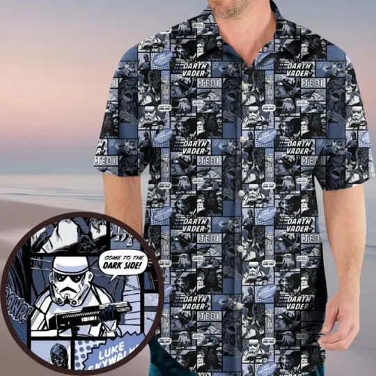 Discover Disney Star Wars Dark Side Comic Tropical Summer Hawaiian Shirt