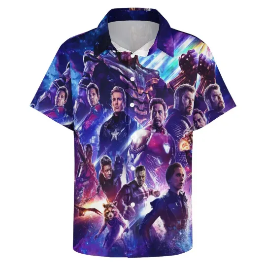 Discover Disney Marvel Avengers Infinity Wars Aloha Purple Hawaiian Shirt