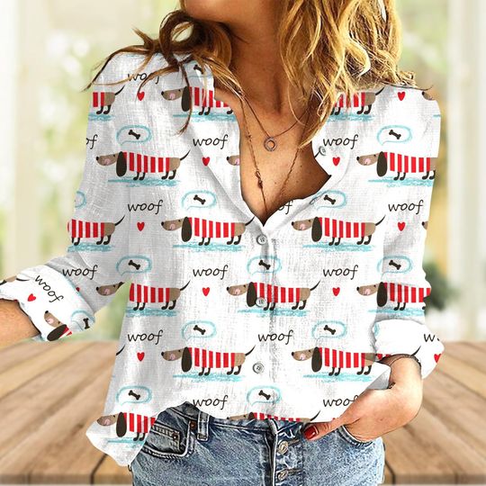 Funny Dachshund Women's Blouse, Dog Lover Shirt