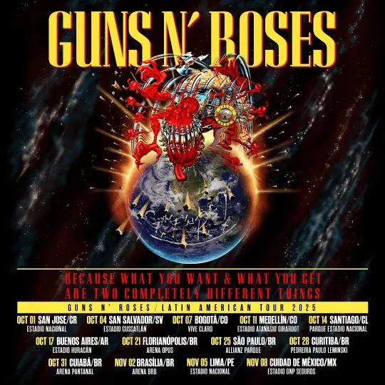 Discover Guns N' Roses Fall Tour Latin America 2025 Poster