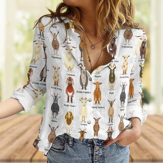 Discover Goat Breeds Casual Shirt for Women - Animal Lover Blouse