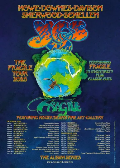 Discover YES The Fragile Tour 2025 Poster