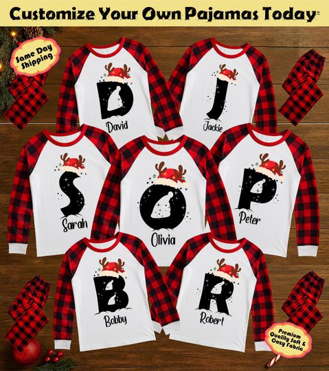 Discover Custom Family Christmas Pajamas | Personalized Buffalo Plaid Matching Set