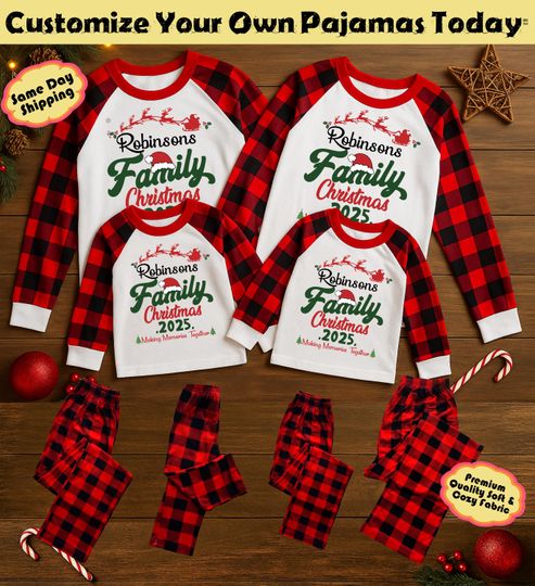 Discover Personalized Family Pajama Set | Custom Holiday PJs | Matching Christmas Outfit