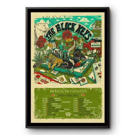 The Black Keys Tour July 2025 No Rain No Flowers Europe Poster
