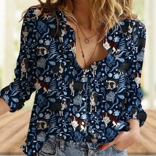 Discover Blue Ocean Border Collie Women's Blouse