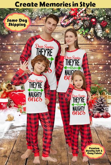 Family Christmas Pajamas | Matching PJ Set with Names | Holiday Loungewear