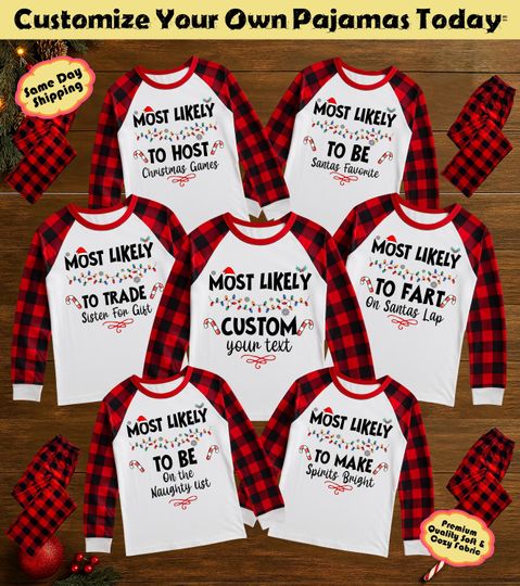 Discover Personalized Most Likely Christmas Pajamas | Funny Family Matching Xmas PJs