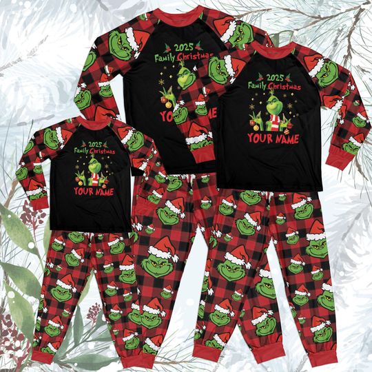 Discover Funny funny character Christmas Pajama Set, Personalized Cozy Grin Loungewear, Family Matching funny character Pjs Set, Christmas Eve Holiday Pjs, Xmas