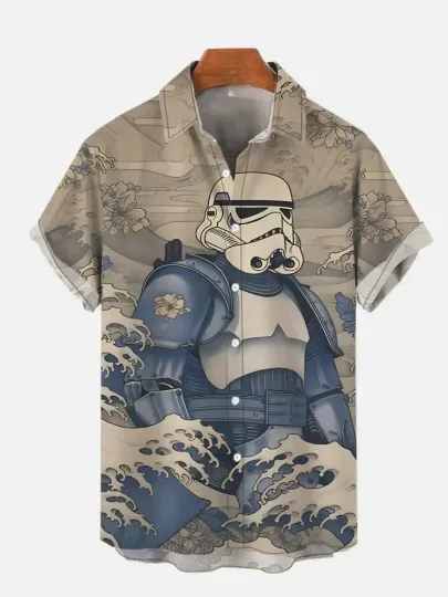 Disney Star Wars Stormtropper Japanese Waving Art Hawaiian Shirt