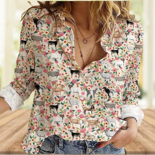 Discover Floral Goats Casual Blouse for Women