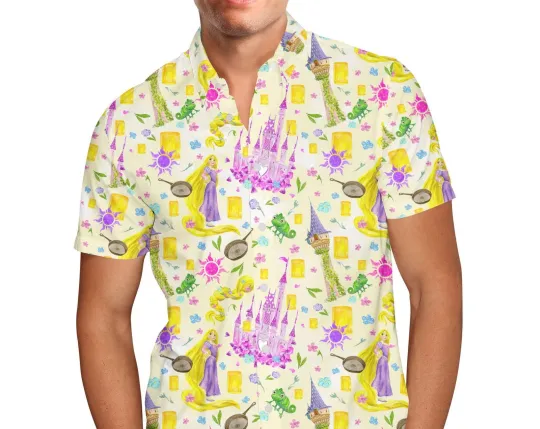 Discover Disney Watercolor Tangled Aloha Summer Beach Christmas Hawaiian Shirt