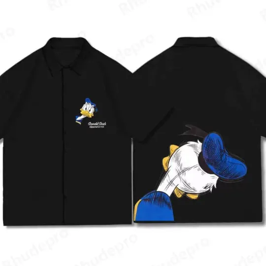 Discover Disney Mickey Mouse Donald Duck Anger Emotion Aloha Black Hawaiian Shirt
