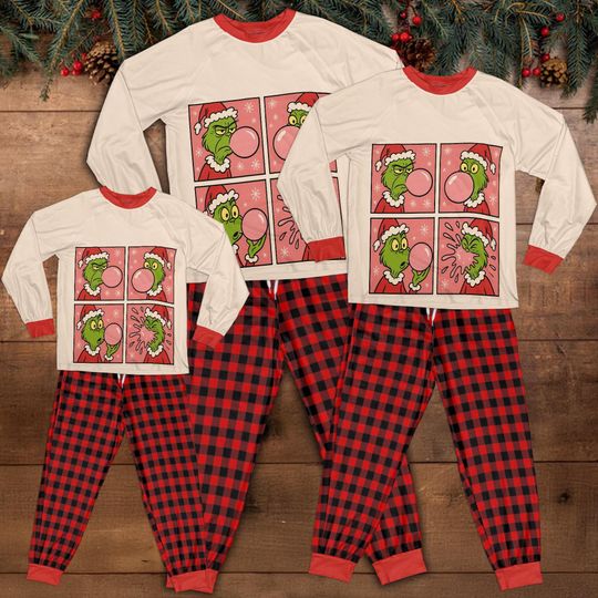 Discover Funny funny character Family Pajama Set, Christmas Family Member Sleepwear, Holiday Eve Nightwear, funny character Homewear for Kids, Grin Pajamas Party