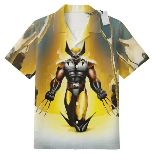 Discover Disney Marvel X-men Wolverine Vintage Yellow Hawaiian Shirt