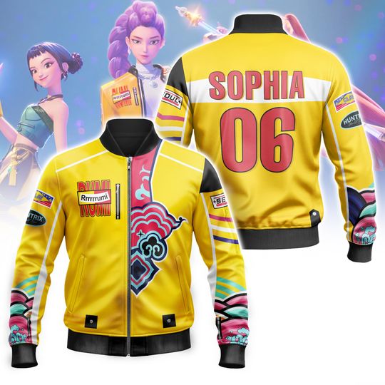 Discover Custom Name Rumi Zoey Mira Team Cosplay Youth Baseball Jacket, Huntrx Costume Saja Band Adult Unisex Varsity Baseball Jacket